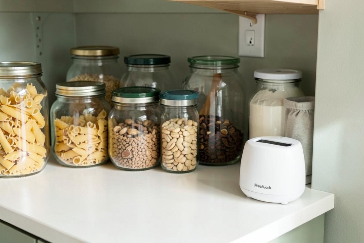 Sachets alimentaires rangés et préservés avec FreshLock